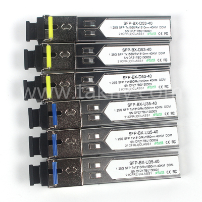 1.25G SFP BIDI Modulo de Transmissor Óptico Tx1310/Rx1550nm 40KM SMF DDM LC CISCO JUNIPER HUAWEI COMPATIBLE