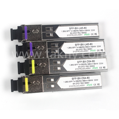 1.25G SFP BIDI Tx1550/Rx1490nm 80KM SMF DDM LC CISCO JUNIPER HUAWEI MODULO de transmissor óptico SFP compatível