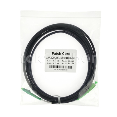 Telecom Grade CPR Dca Certificado 4.5mm Duplo Protector Fibra Óptica Patchcord SM G657AB3 LSZH Colete Preto SCAPC para LCAPC
