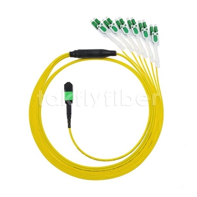 12F MPO-6x LC APC DX Uniboot SM Fibra Ótica Cordão Patch com Manga de Níquel 3,0 mm de Diâmetro