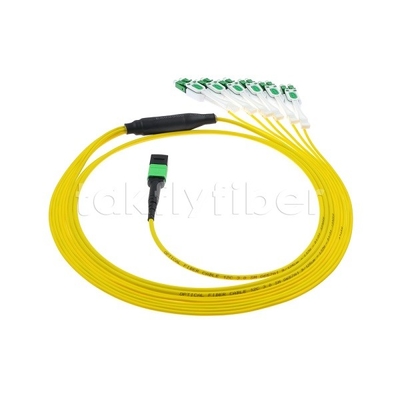 12F MPO-6x LC APC DX Uniboot SM Fibra Ótica Cordão Patch com Manga de Níquel 3,0 mm de Diâmetro