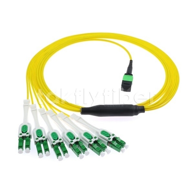 12F MPO-6x LC APC DX Uniboot SM Fibra Ótica Cordão Patch com Manga de Níquel 3,0 mm de Diâmetro