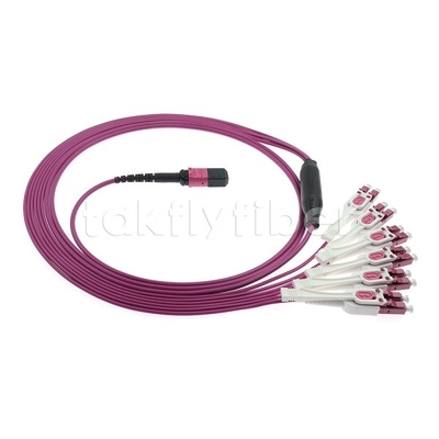 12F MPO/MTP-LC APC DX Uniboot OM4 Fibra Óptica Patch Cord para Data Centers -40°C a 85°C