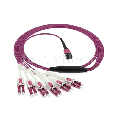 12F MPO/MTP-LC APC DX Uniboot OM4 Fibra Óptica Patch Cord para Data Centers -40°C a 85°C