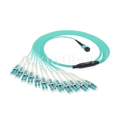 24 F MPO-LC Uniboot OM3 Fiber Patch Cord 12x LC DX Perfeito para grandes redes