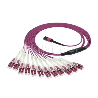 24F MTP 12x LC DX Uniboot OM4 Fiber Patch Cord para redes de alta velocidade