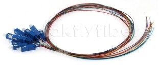 Telecom Grade 0.9mm 12 Pigtail de fibra óptica colorida com conector SC/UPC em laranja