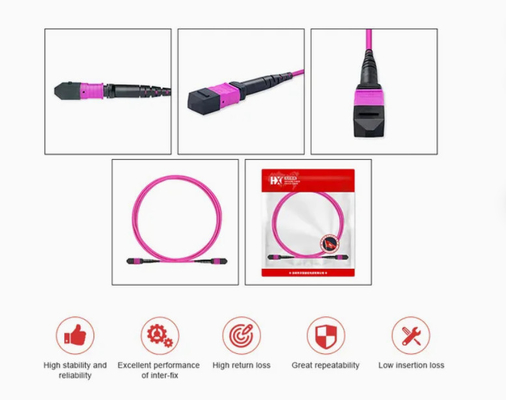 Flexível MPO/MTP 12 Fibras Fibra Óptica Cordão de Parche -20C- 70C para diferentes ambientes