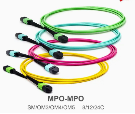8/12/24core 2m-50m alta densidade PVC/LSZH UL Certificação Mulher/Homem MPO-MPO Sm Om3 Om4 Om5 Trunk Cable Patch Cord Fiber Optic Jumper