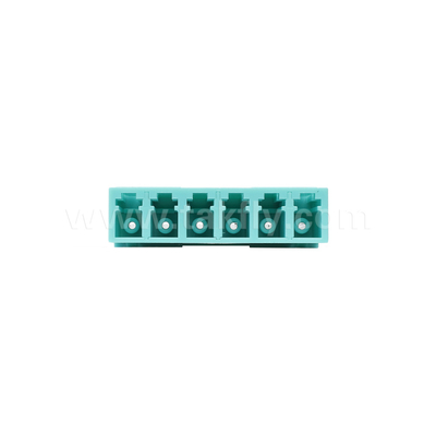 LC/PC Adaptador de 6 vias, MM OM3 ((Aqua), OM4 ((Violeta) Azul, Sem flange