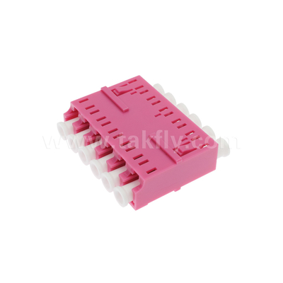 LC/PC Adaptador de 6 vias, MM OM3 ((Aqua), OM4 ((Violeta) Azul, Sem flange