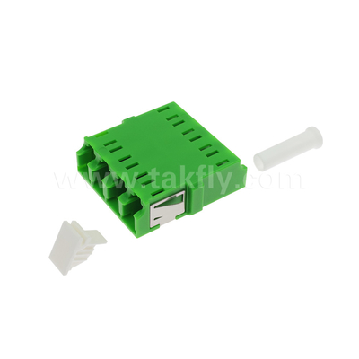 4 portas de alta densidade LC/APC Quad Tipo adaptador de obturador interno de modo único OS2, verde sem flange para rede