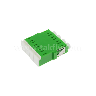 4 portas de alta densidade LC/APC Quad Tipo adaptador de obturador interno de modo único OS2, verde sem flange para rede