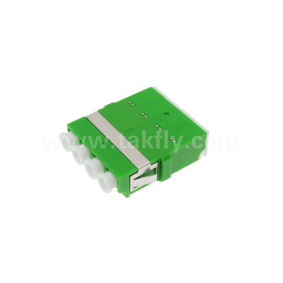 4 portas de alta densidade LC/APC Quad Tipo adaptador de obturador interno de modo único OS2, verde sem flange para rede