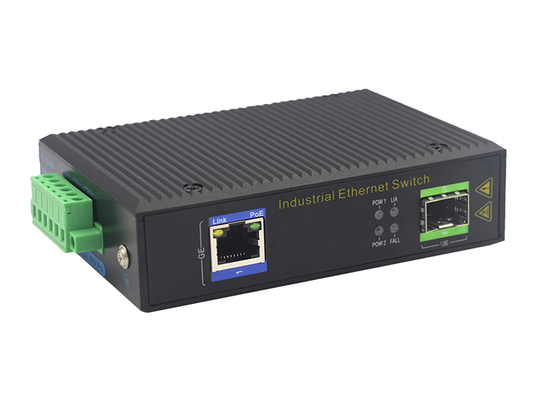 Comutador industrial Gigabit POE com 1 porta SFP e montagem DIN-Rail