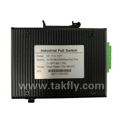 Comutador industrial Gigabit POE com 1 porta SFP e montagem DIN-Rail