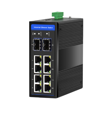 Switch Gigabit POE Industrial de 8 Portas com 2 Slots SFP Montagem em Trilho DIN