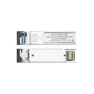 SFP 1.25gbps 20km LC Reach Tx1310nm/Rx1550nm Transceptor óptico bidirecional para Data Center FTTX