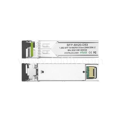 SFP 1.25gbps 20km LC Reach Tx1310nm/Rx1550nm Transceptor óptico bidirecional para Data Center FTTX