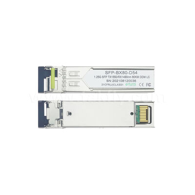 Módulo transceptor SFP 1.25gbps 80km LC Alcance Tx1490nm/Rx1550nm SFP Bidirecional para Data Center FTTH FTTX