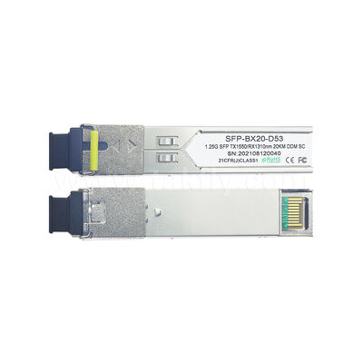 Módulo transceptor óptico SFP 1.25Gbps 20KM SC Bidirecional para Data Center FTTH FTTX