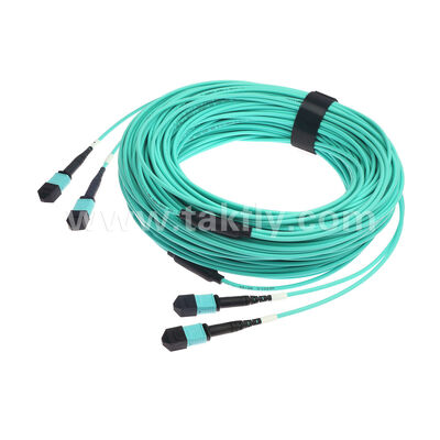 24 fibras 2x12F MPO MTP- 2x12F MPO MTP Homem Mulher OM3 OM4 Multimodo Fibra Óptica Patchcord / Fibra Óptica Patch Cable / Fibra Óptica Breakout Cable / Fibra Óptica Trunk Cable / Fibra Óptica Fanout Cable