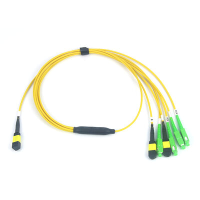 12F MPO de precisão a 4x SC/APC Patch Cord com ferrule MT moldado com precisão para aplicações FTTH Drop & Testing