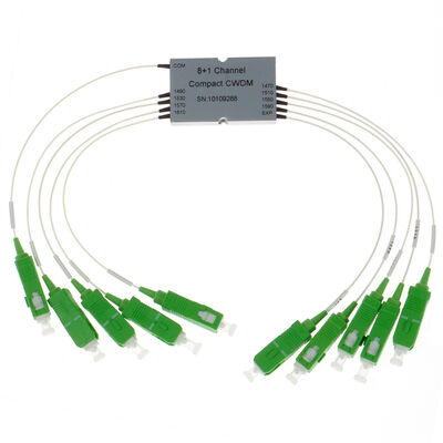 CCWDM 8+1Canal Compacto de Divisão de comprimento de onda grosseiro Multiplexer G657A1 Fibra Óptica para Data Center FTTX