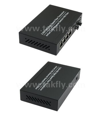 Switch Ethernet de Fibra 2.5G 2 Portas e Cobre 4 Portas com Uplink 10G e Gabinete Metálico Sem Ventoinha para Expansão de Rede de Alta Velocidade