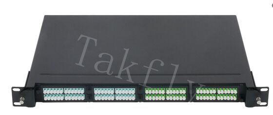 Painel de distribuição de fibra MPO/MTP 1U Rack-Mount, módulo de cassete pré-conectado, 4 slots, interface LC/MPO, para gerenciamento de fibra do data center
