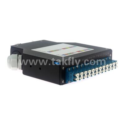 ODF de montagem em rack de acesso frontal 1U com 2 bandejas de emenda e capacidade de 12 a 48 núcleos