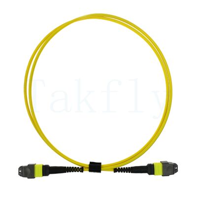 12F MTP(M) MTP(F) APC Patch Cord, SM G657A1, 1m, 3,0mm, LSZH Amarelo, Boot insensible à dobra, baixa perda