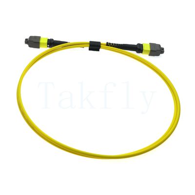 12F MTP(M) MTP(F) APC Patch Cord, SM G657A1, 1m, 3,0mm, LSZH Amarelo, Boot insensible à dobra, baixa perda