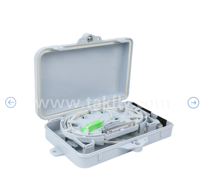 Caixa de terminação de fibra óptica FTKS-1805-04A, 4 SC/APC SM SX Adaptador, Pigtail instalado, FTTH FTTx Splicing Distribution Splitting Storage Cable Management Enclosure