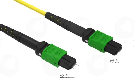 12F MTP(M) MTP(F) APC Patch Cord, SM G657A1, 1m, 3,0mm, LSZH Amarelo, Boot insensible à dobra, baixa perda