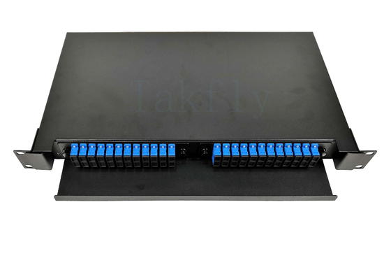 Fibra ODF para montagem em rack 1U 48F - gaveta deslizante, compatível com adaptador SC