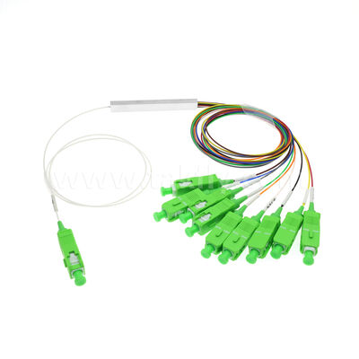 Splitter PLC de 1 × 9 canais com fibra de 0,9 mm para redes de distribuição óptica FTTH/FTTX