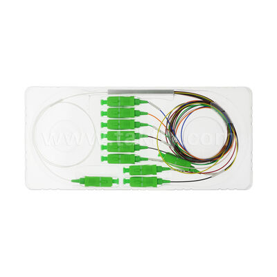 Splitter PLC de 1 × 9 canais com fibra de 0,9 mm para redes de distribuição óptica FTTH/FTTX