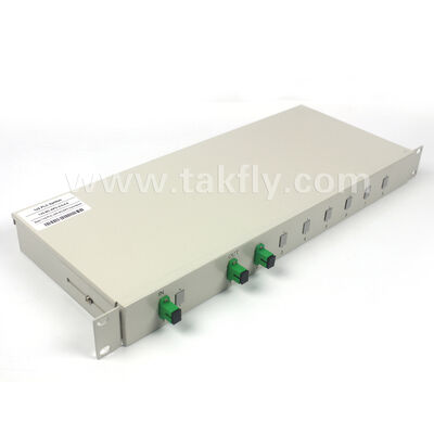 Série completa de divisores PLC 1×2 a 1×32 – Chassi de rack 1U para escritório central