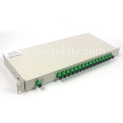 Série completa de divisores PLC 1×2 a 1×32 – Chassi de rack 1U para escritório central