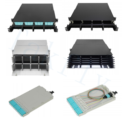 1U / 2U / 4U High Density MPO Cassette Patch Panel ️ Rack-Mount, Easy-Plug MPO para módulos de cassete LC, adaptadores LC pré-carregados para aplicativos de data center e SAN / LAN