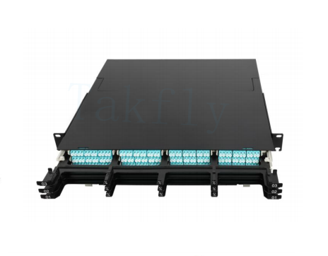 1U 144C High Density MPO Patch Panel 12 Cassetes, MPO para conversão LC, pré-terminado para SAN/LAN/Data Center