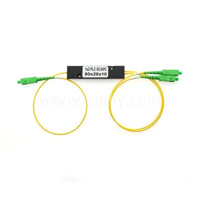 PLC Fiber Splitter 3.0mm Mini ABS Box, SM G657A1, SC/APC, para acoplamento e distribuição de sinal óptico em sistemas PON