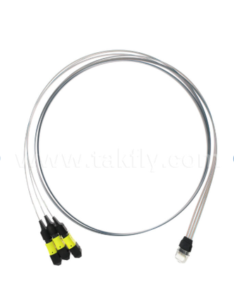 Conjunto de matriz de fibra MTP 12CH × 3 a 36 canais - Conectores 3 × 12CH MTP para 36CH V-Groove FAU, baixa perda de inserção, para transceptores ópticos 1.6T e óptica co-embalada (CPO)