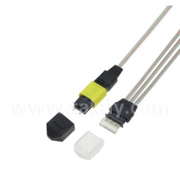 Conjunto de matriz de fibra MTP 12CH × 3 a 36 canais - Conectores 3 × 12CH MTP para 36CH V-Groove FAU, baixa perda de inserção, para transceptores ópticos 1.6T e óptica co-embalada (CPO)