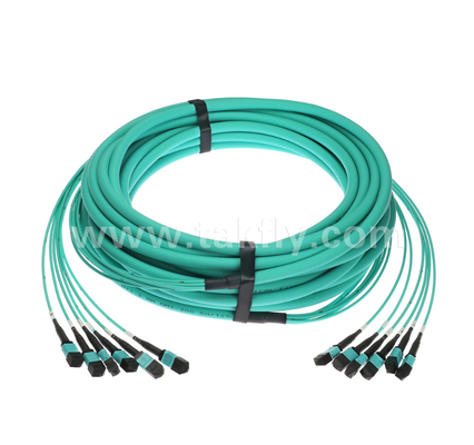 Cordão MPO/PC Trunk Patch de 72 núcleos ¢ Multimodo OM3, entrada 6×MPO para saída 6×MPO, baixa perda de inserção, para aplicações de Data Center de alta densidade e 40G/100G SR4/SR10