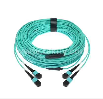 Mini cabo de patch tronco MPO/PC de 24 núcleos – multimodo OM3, entrada 2×MPO para saída 2×MPO, baixa perda de inserção, para data center de alta densidade e aplicações 40G/100G SR4