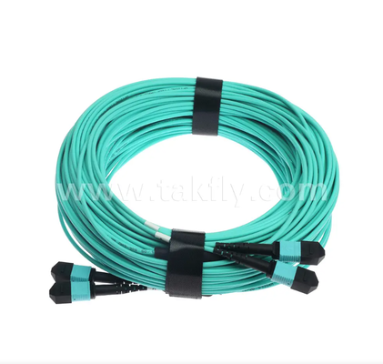 Mini cabo de patch tronco MPO/PC de 24 núcleos – multimodo OM3, entrada 2×MPO para saída 2×MPO, baixa perda de inserção, para data center de alta densidade e aplicações 40G/100G SR4