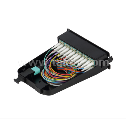 MPO/MTP para LC módulo de cassete pré-terminado 12 ou 24 núcleos, painel frontal duplex LC, adaptadores traseiros duplos MPO, plug-and-play para cablagem de data center de alta densidade