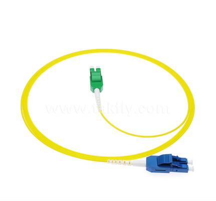 LC Uniboot Fibra Óptica Cordão de Parche 1 tubo de dois núcleos, Polaridade Intercambiável, Amarelo, Metade do volume do cabo